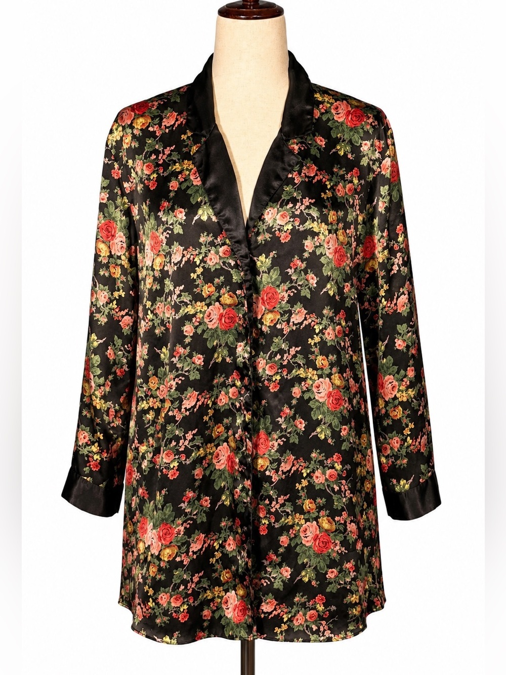 Vintage Victoria's Secret floral silky night shirt/ sleep shirt- sleepwear M